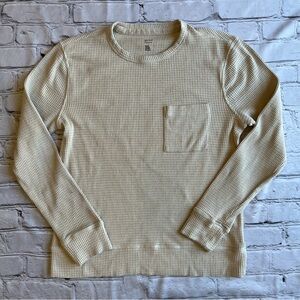 Gilly Hicks Long Sleeve Top Waffle Knit Crew Neck Small Neutral T-shirt EUC